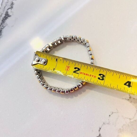 Old Money Aesthetic Gold Silver Link Bracelet Two Tone Timeless Bold Jewelry - Picture 10 of 11